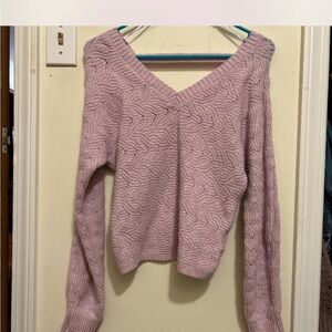 Pink V-Neck Women's Sweater